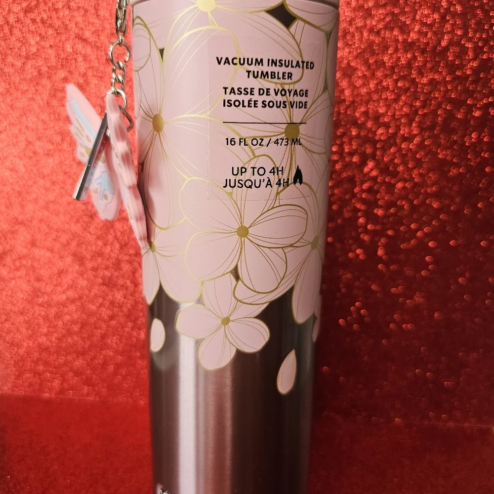 Starbucks stainless Japanese cherry blossom butterfly Sakura Flower tumbler New - Picture 2 of 5